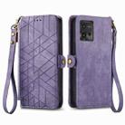 For Motorola Moto Edge 20 Pro Geometric Zipper Wallet Side Buckle Leather Phone Case(Purple) - 2