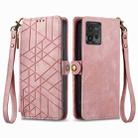 For Motorola Moto G9 Plus Geometric Zipper Wallet Side Buckle Leather Phone Case(Pink) - 2