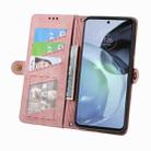 For Motorola Moto G72 Geometric Zipper Wallet Side Buckle Leather Phone Case(Pink) - 3