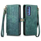 For Motorola Moto Edge 40 Geometric Zipper Wallet Side Buckle Leather Phone Case(Green) - 2