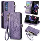 For Motorola Moto Edge 40 Geometric Zipper Wallet Side Buckle Leather Phone Case(Purple) - 1