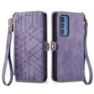 For Motorola Moto Edge 40 Geometric Zipper Wallet Side Buckle Leather Phone Case(Purple) - 2