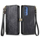 For Motorola Moto Edge 40 Geometric Zipper Wallet Side Buckle Leather Phone Case(Black) - 2