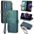 For Motorola Moto Edge 40 Pro Geometric Zipper Wallet Side Buckle Leather Phone Case(Green) - 1