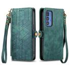 For Motorola Moto Edge 40 Pro Geometric Zipper Wallet Side Buckle Leather Phone Case(Green) - 2