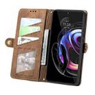For Motorola Moto Edge 40 Pro Geometric Zipper Wallet Side Buckle Leather Phone Case(Brown) - 3