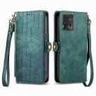 For Motorola Moto G73 Geometric Zipper Wallet Side Buckle Leather Phone Case(Green) - 2