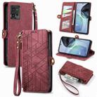 For Motorola Moto G23 Geometric Zipper Wallet Side Buckle Leather Phone Case(Red) - 1