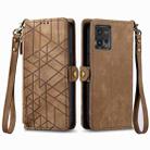 For Motorola Edge 30 Geometric Zipper Wallet Side Buckle Leather Phone Case(Brown) - 2