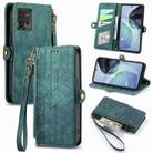 For Motorola Moto G42 Geometric Zipper Wallet Side Buckle Leather Phone Case(Green) - 1