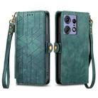 For Motorola Edge 50 Pro Geometric Zipper Wallet Side Buckle Leather Phone Case(Green) - 1