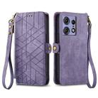 For Motorola Edge 50 Pro Geometric Zipper Wallet Side Buckle Leather Phone Case(Purple) - 1