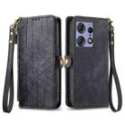 For Motorola Edge 50 Pro Geometric Zipper Wallet Side Buckle Leather Phone Case(Black) - 1