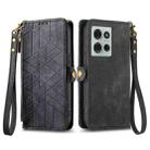 For Motorola Moto G75 5G Geometric Zipper Wallet Side Buckle Leather Phone Case(Black) - 1