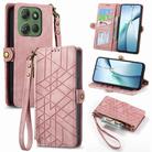 For Motorola Moto G Power 2025 Geometric Zipper Wallet Side Buckle Leather Phone Case(Pink) - 1
