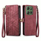 For Motorola Moto G Power 2025 Geometric Zipper Wallet Side Buckle Leather Phone Case(Red) - 2