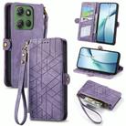 For Motorola Moto G Power 2025 Geometric Zipper Wallet Side Buckle Leather Phone Case(Purple) - 1