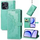 For Realme C53 Mandala Flower Embossed Leather Phone Case(Green) - 1