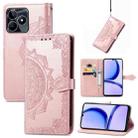 For Realme C53 Mandala Flower Embossed Leather Phone Case(Rose  Gold) - 1