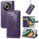 For Realme 11 Pro+ Mandala Flower Embossed Leather Phone Case(Purple) - 1