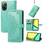 For Realme C67 4G Mandala Flower Embossed Leather Phone Case(Green) - 1