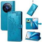 For Realme 12 Pro Mandala Flower Embossed Leather Phone Case(Blue) - 1