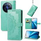 For Realme 12 Pro Mandala Flower Embossed Leather Phone Case(Green) - 1