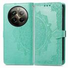 For Realme 12 Pro+ Mandala Flower Embossed Leather Phone Case(Green) - 1