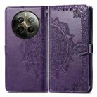 For Realme 12 Pro+ Mandala Flower Embossed Leather Phone Case(Purple) - 1