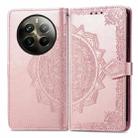 For Realme 12 Pro+ Mandala Flower Embossed Leather Phone Case(Rose  Gold) - 1