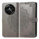 For  Realme 12 Mandala Flower Embossed Leather Phone Case(Gray) - 1