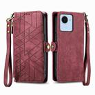 For Realme C53 Geometric Zipper Wallet Side Buckle Leather Phone Case(Red) - 2