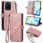 For Realme V11 Geometric Zipper Wallet Side Buckle Leather Phone Case(Pink) - 1