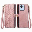 For Realme V11 Geometric Zipper Wallet Side Buckle Leather Phone Case(Pink) - 2