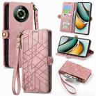 For Realme 11 5G Geometric Zipper Wallet Side Buckle Leather Phone Case(Pink) - 1