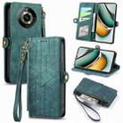 For Realme 11 5G Geometric Zipper Wallet Side Buckle Leather Phone Case(Green) - 1