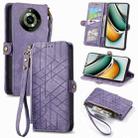 For Realme 11 Pro Geometric Zipper Wallet Side Buckle Leather Phone Case(Purple) - 1