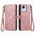 For Realme C33 Geometric Zipper Wallet Side Buckle Leather Phone Case(Pink) - 2