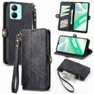For Realme C33 Geometric Zipper Wallet Side Buckle Leather Phone Case(Black) - 1