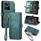 For Realme GT 3 5G Geometric Zipper Wallet Side Buckle Leather Phone Case(Green) - 1