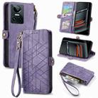 For Realme GT 3 5G Geometric Zipper Wallet Side Buckle Leather Phone Case(Purple) - 1