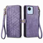 For Realme GT 3 5G Geometric Zipper Wallet Side Buckle Leather Phone Case(Purple) - 2