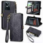 For Realme GT 3 5G Geometric Zipper Wallet Side Buckle Leather Phone Case(Black) - 1