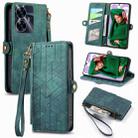 For Realme C55 Geometric Zipper Wallet Side Buckle Leather Phone Case(Green) - 1