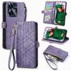 For Realme C55 Geometric Zipper Wallet Side Buckle Leather Phone Case(Purple) - 1