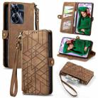 For Realme C55 Geometric Zipper Wallet Side Buckle Leather Phone Case(Brown) - 1