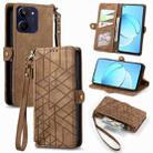 For Realme 10 4G Geometric Zipper Wallet Side Buckle Leather Phone Case(Brown) - 1