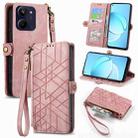For Realme 10 5G Geometric Zipper Wallet Side Buckle Leather Phone Case(Pink) - 1