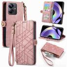 For Realme 10 Pro Geometric Zipper Wallet Side Buckle Leather Phone Case(Pink) - 1