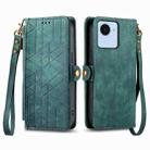 For Realme 10 Pro Geometric Zipper Wallet Side Buckle Leather Phone Case(Green) - 2